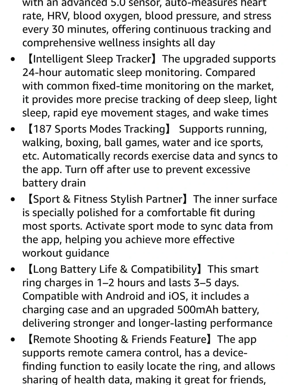 Graphite Smart Health Ring – Slim Black Fitness Tracker
